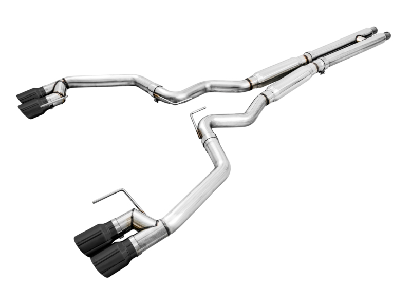 Ford Mustang Performance Exhaust - AWE Tuning - Cat Back, Track Edition, Quad Diamond Black Tips - Diamond Black - `18-`27